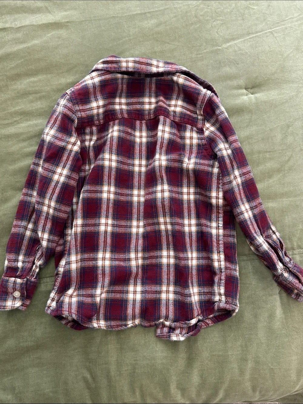 OshKosh B'gosh Maroon and Cream Plaid Button-Down Shirt